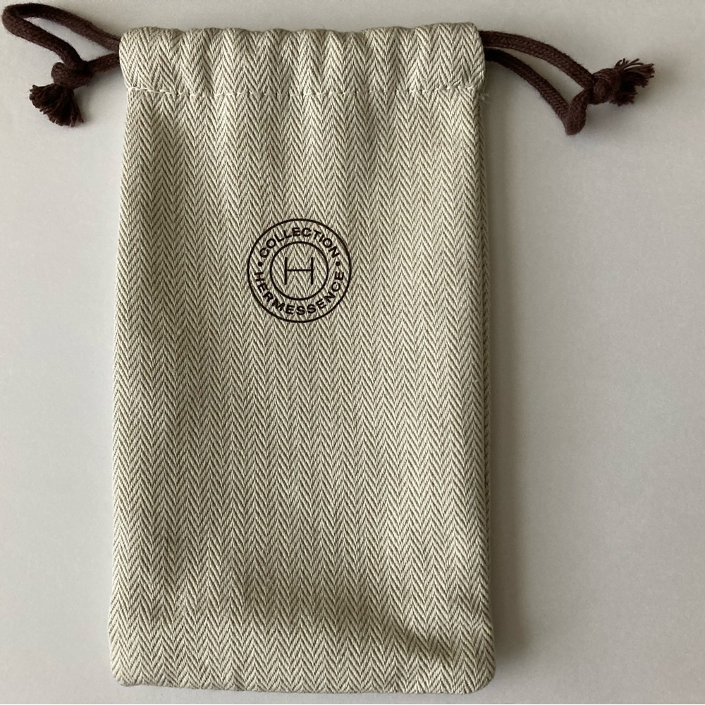 Hermes Empty Fabric Pouch Beige Drawstring Bag 7"… - image 1